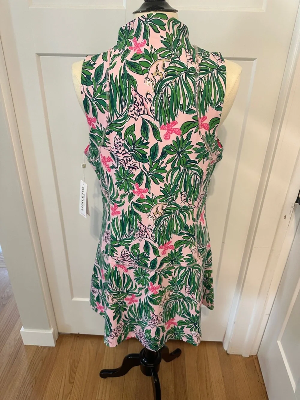 Lilly Pulitzer Pink Tropical Leaf Print Sleeveless Dress - Picture 3 of 6